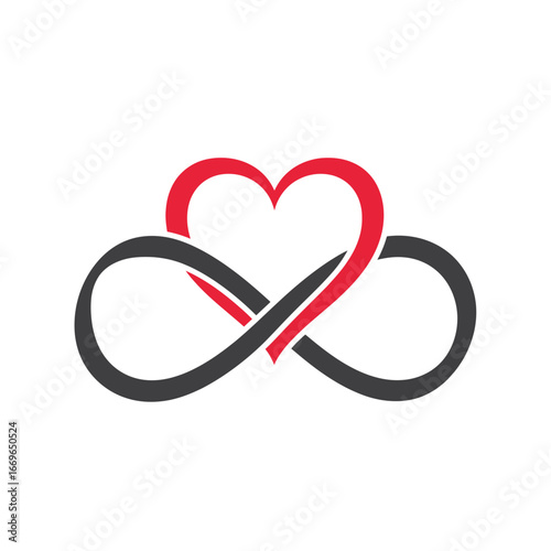 Elegant two-tone glyph icon of an infinity heart for eternal love.