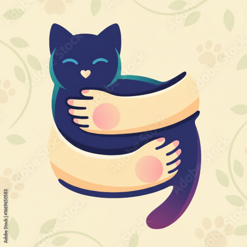 Heartwarming Embrace A Cat's Affectionate Bond with a Human's Loving Hug