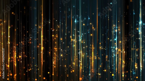 Vertical streaks of light and glitter, gold and teal