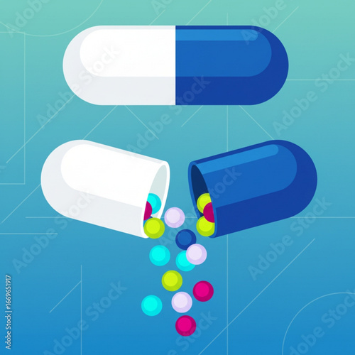 Medical Capsule Illustration Exploring Health, Medicine, and Pharmaceutical Concepts