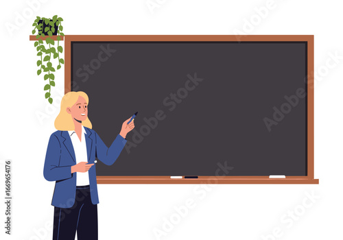 Educator engaging students with interactive instruction at the front of the classroom