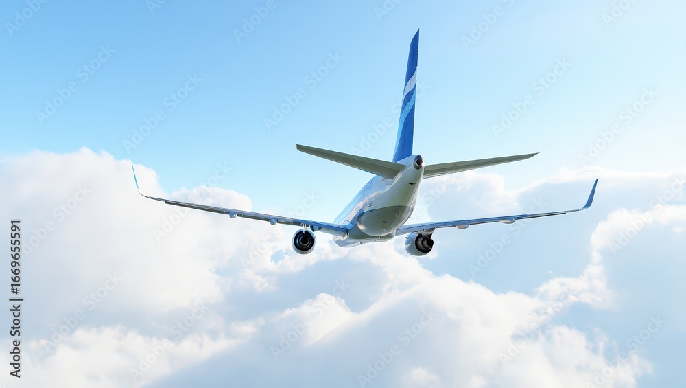 Obraz premium Airplane Flying in Clear Sky