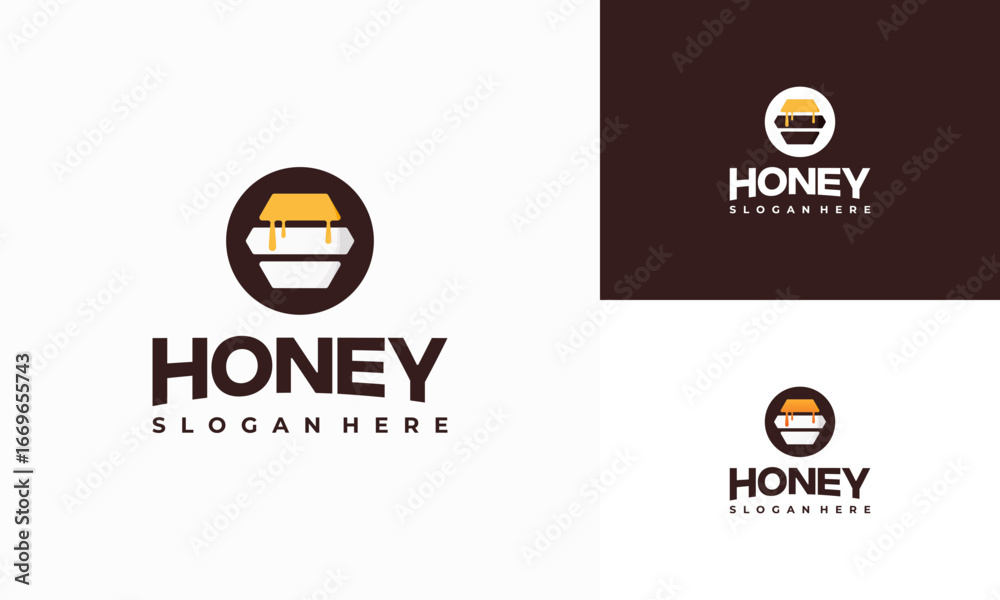Fototapeta premium Honey Comb Logo Template Design Vector, Emblem, Honey Design Concept, Creative Symbol,