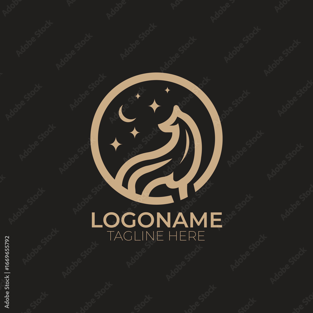 Fototapeta premium luxury wolf logo design line art vector