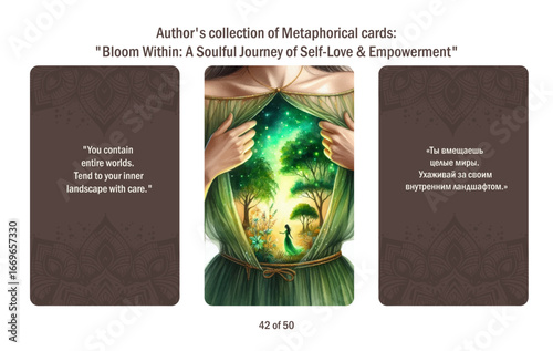 Metaphorical cards for women. Blossom from within a soulful journey to self-love and empowerment, answers to questions.