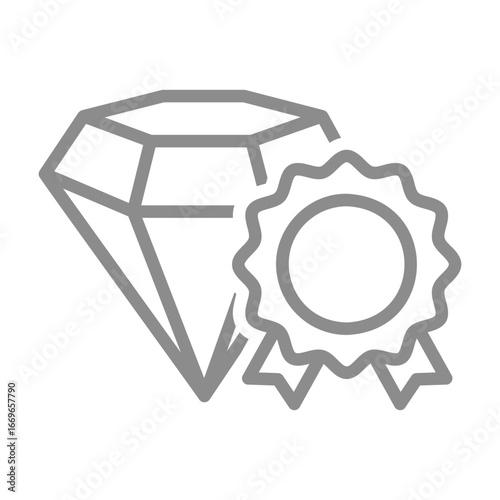 Diamond with reward medal line icon. Excellence, high reward, or premium recognition symbol. Vector illustration