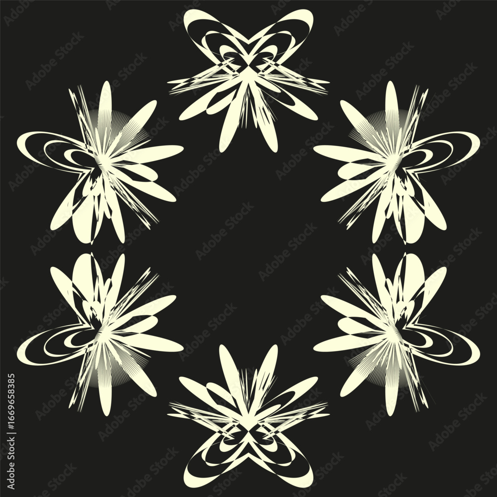 Obraz premium Abstract circular shapes. Beige spiky forms. Vector graphic elements. Dynamic starburst design