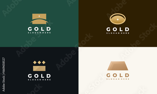 Gold Bar logo designs, Gold Shield logo template, Finance Gold logo