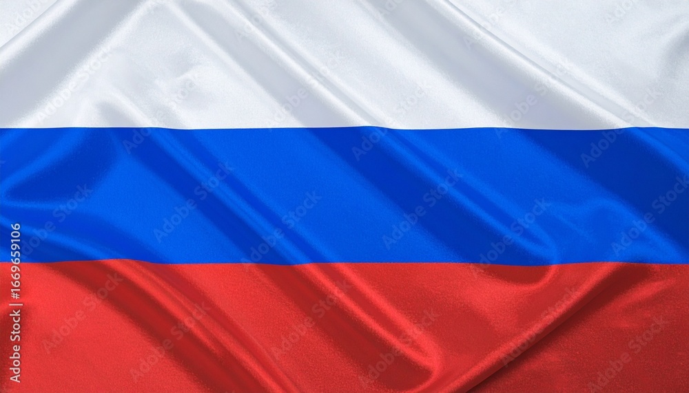 Naklejka premium Depict Russia’s flag with white, blue, and red horizontal stripes in a clean, slightly wavy layout.
