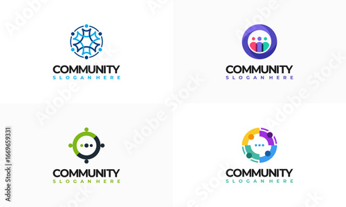 Free Download Set of Colorful People community logo template designs vector illustration - GFXLoad