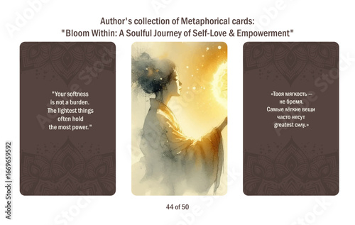 Metaphorical cards for women. Blossom from within a soulful journey to self-love and empowerment, answers to questions.