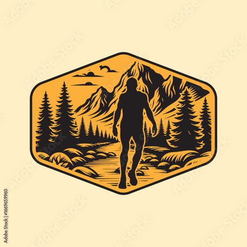 Ultra Trail running logo vector illustration on white background