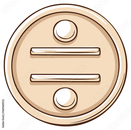 Simple illustration of the division symbol in a coin shape