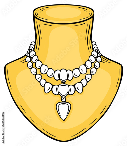 Elegant Pearl Necklace Displayed on a Mannequin Neck Form for Jewelry Store Visuals