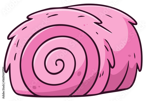 Cartoon Pink Hay Bale Vector Illustration Rolled Haystack Agriculture