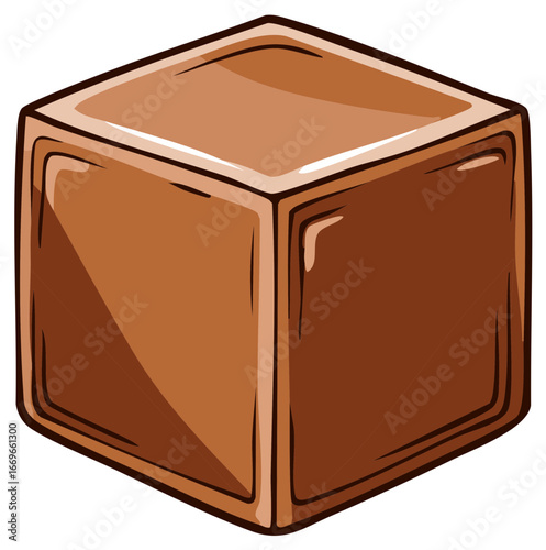 Sweet Delicious Brown Chocolate Cube Candy Dessert Cartoon Illustration