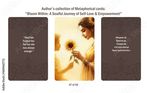 Metaphorical cards for women. Blossom from within a soulful journey to self-love and empowerment, answers to questions.