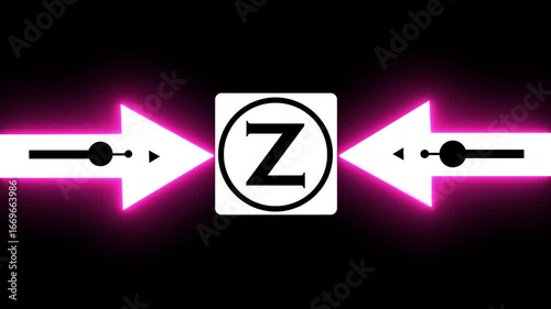 Wallpaper Mural Glowing Bold Black Circle Contains A Large Capital Letter “Z” In The Center. From The Circle, Two Black Arrows Extend Outward In The Two Cardinal Directions, Creating A Simple  Torontodigital.ca