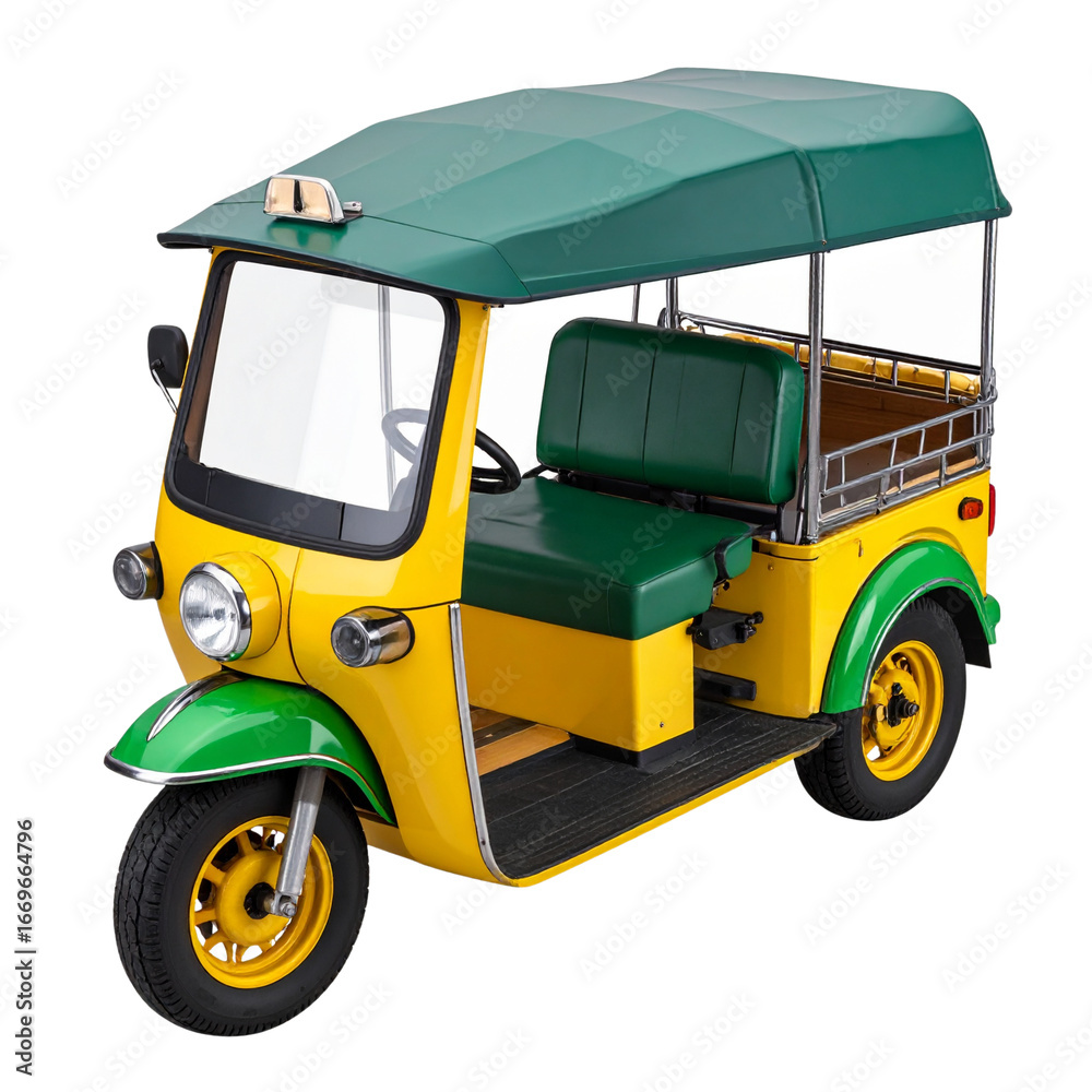 Obraz premium Auto Rickshaw Tuk-Tuk Modern Design, Top-Down View, Transparent Background
