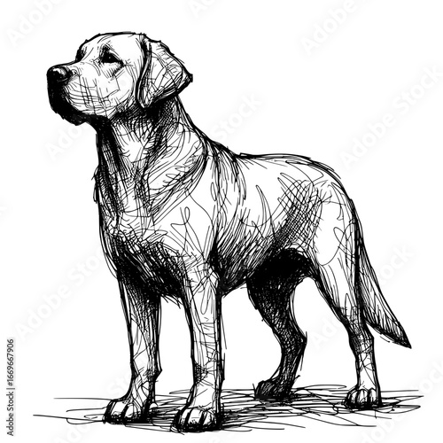 Artistic dog sketch, Labrador Drawing 