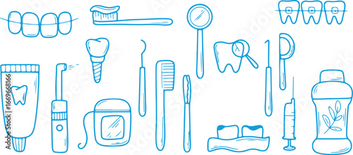 Dental Care Vector Icons with Oral Hygiene Tools, Creative Design, Black and White, Minimalist, Illustrative, Stylish, Elegant, Artistic, Decorative, Dental Health, Whimsical, Detailed, Clean, Functio