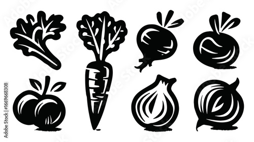 Black and White Vegetable Illustrations for Organic Food Designs