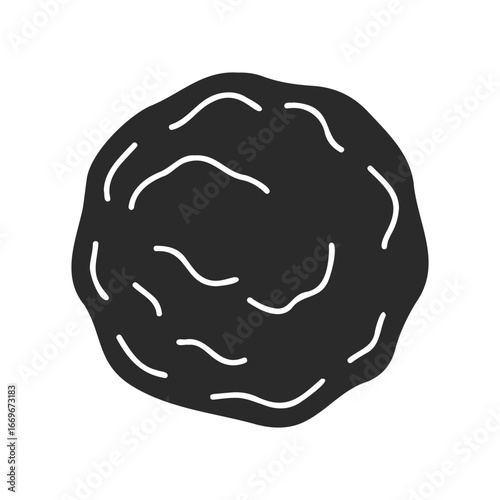 Black and white meatball icon - simple illustrated food symbol on plain background