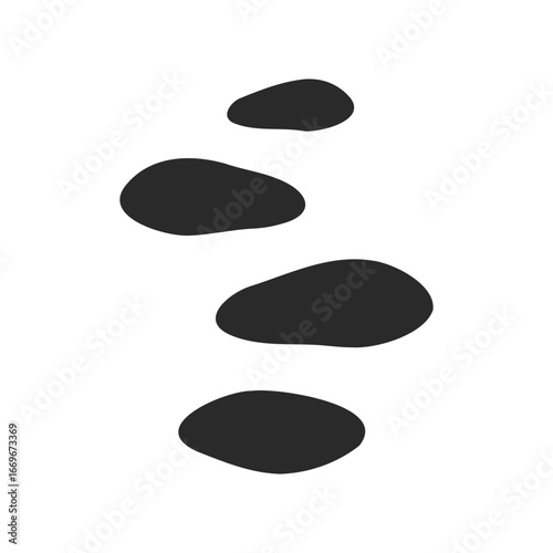 Minimalist set of falling dark stones on white background