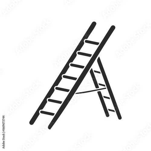 Black and white icon of a simple foldable ladder
