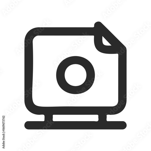 Simple black and white wet floor caution icon with mop