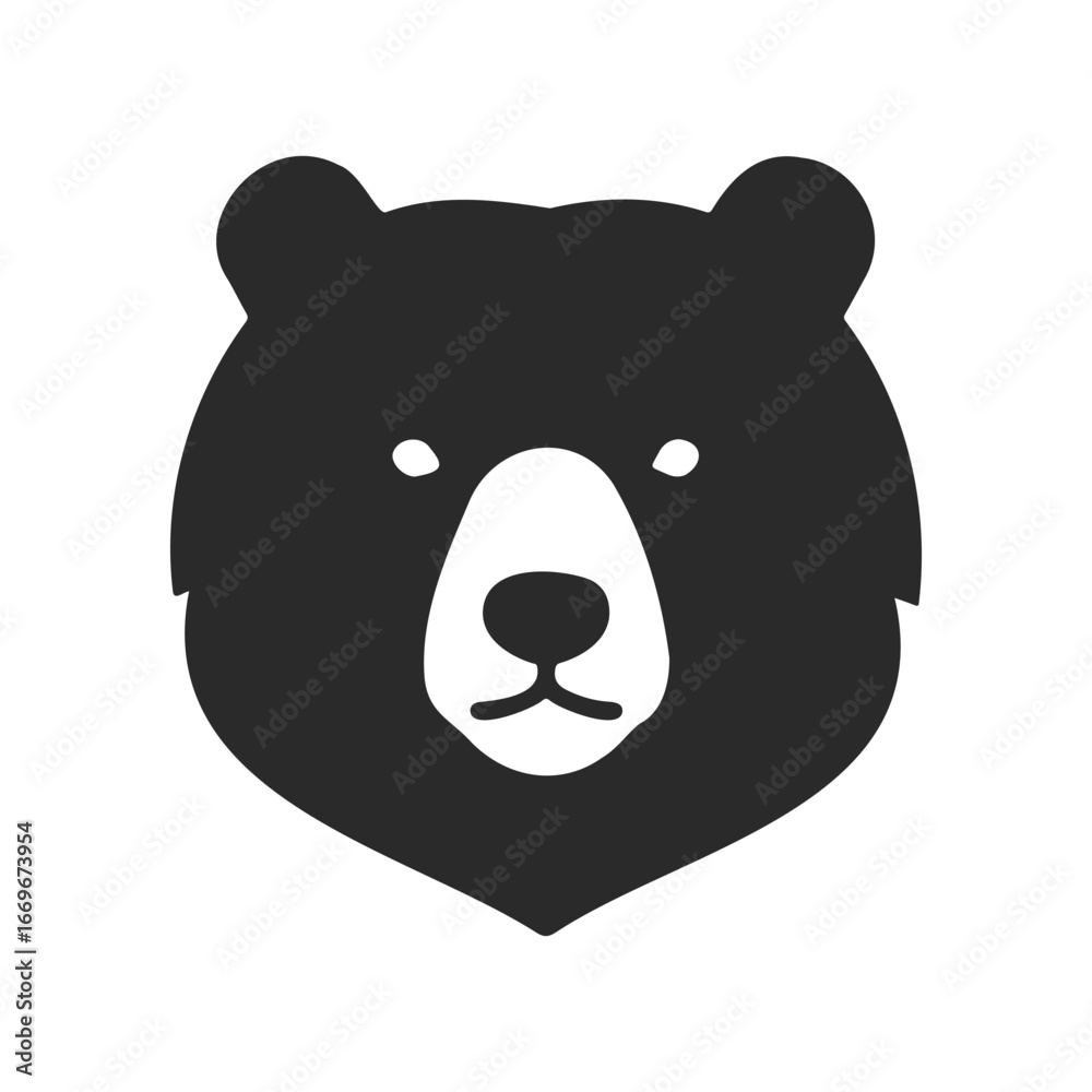 Fototapeta premium Silhouette of a bear face with a minimalist design style