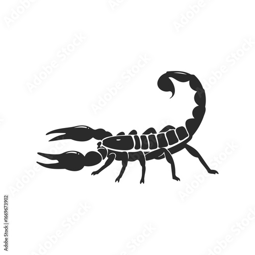 Black scorpion silhouette on white background