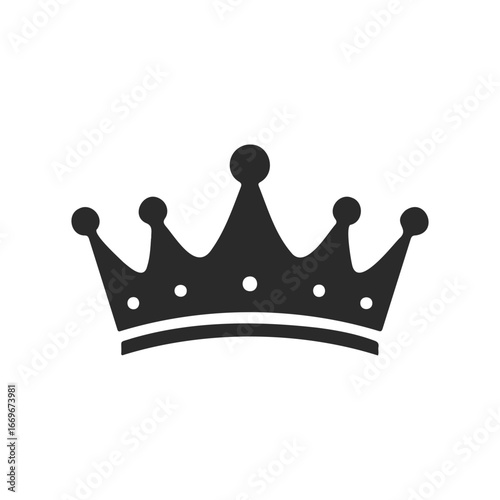 Black iconic crown silhouette on white background