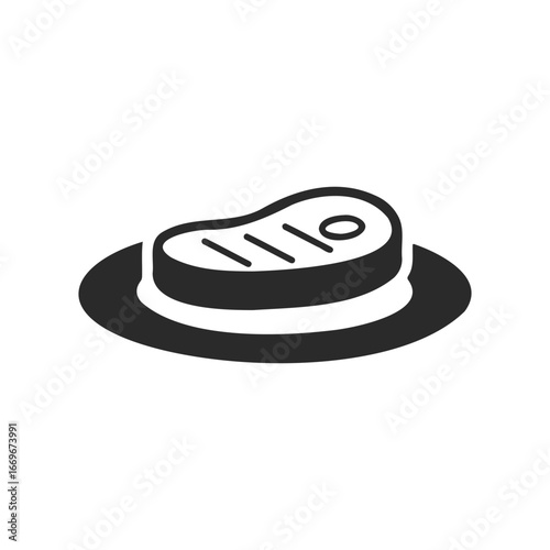 Black and white steak icon on plate