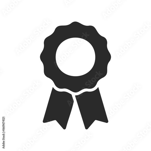 Simple award ribbon icon: flat black and white design with bow