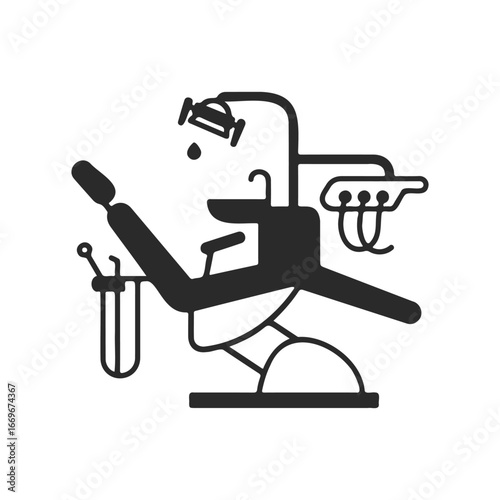 Silhouette of modern dental chair and equipment for patient care