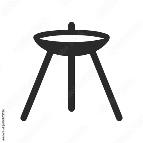 Minimalist black tripod stool icon isolated on white background