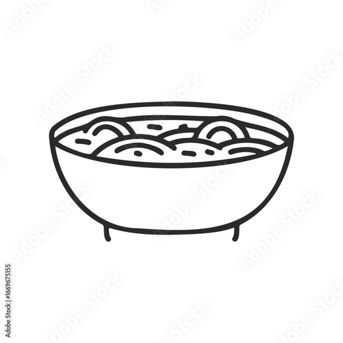 Hand-drawn noodle bowl icon with minimalist design