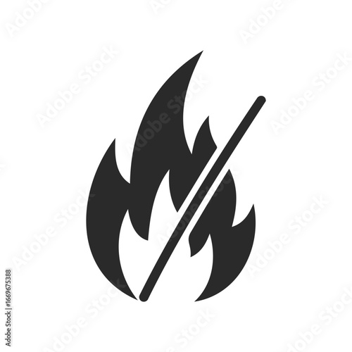 Fire ban symbol: black icon indicating prohibition of open flames and fire safety precaution