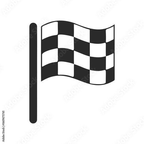 Monochrome checkered flag icon design with black and white squares
