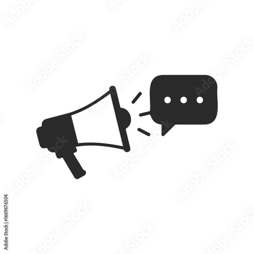 Megaphone and speech bubble icon representing communication and announcement