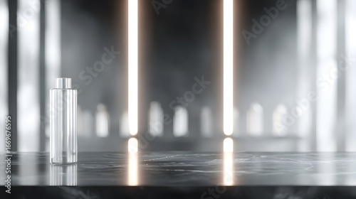 Wallpaper Mural blurred image of a minimalist high-contrast whiskey bar interior illuminated with bold vertical light strips Torontodigital.ca