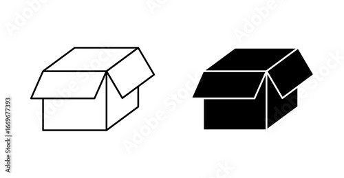 Open Package Icon – Shipping Parcel Unboxing Vector Symbol
