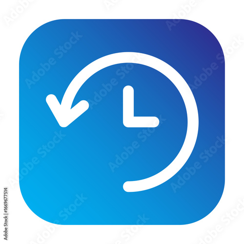 Minimalist rounded square clockwise arrow with clock icon, representing history or recent