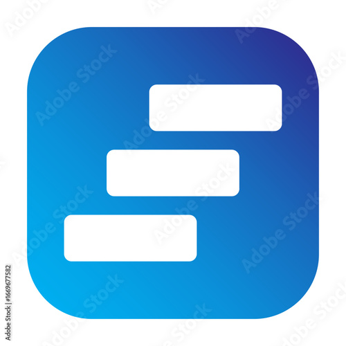 Minimalist rounded square horizontal bar chart icon, representing analytics or data