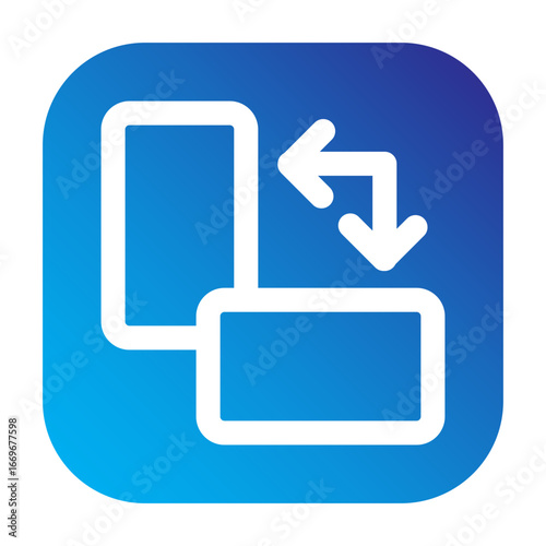 Minimalist rounded square overlapping windows icon, representing layers or multitasking
