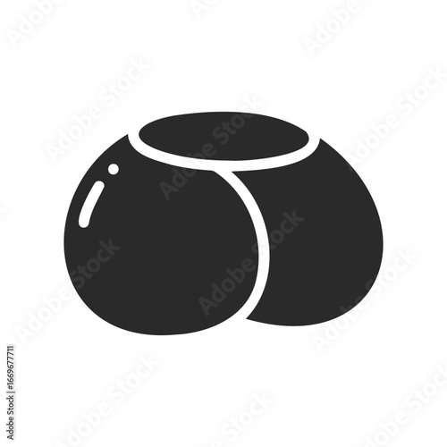 Silhouette of a black round bean bag chair icon on white background