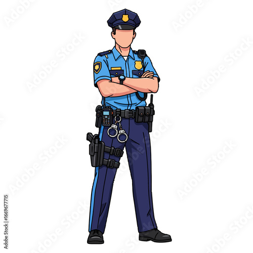 Confident Male Police Officer with Arms Crossed