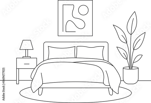 modern bedroom interior design line art 