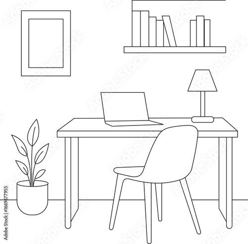 modern office interior design line art